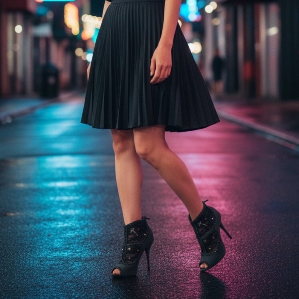 Elizabeth and James charcoal Embellished
Peep-Toe Ankle Booties